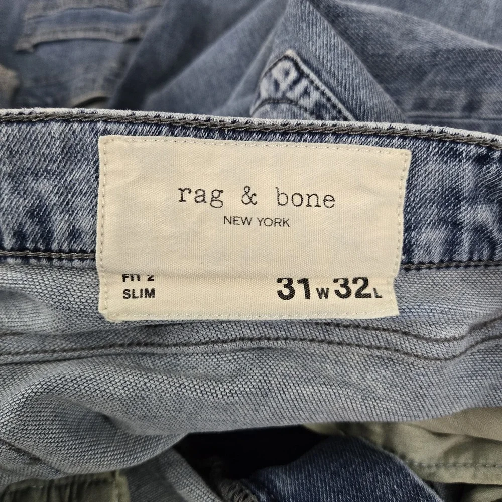 Rag & Bone Men Jeans 31W X 32L Light Blue Denim Fit 2 Loopback Camber Slim